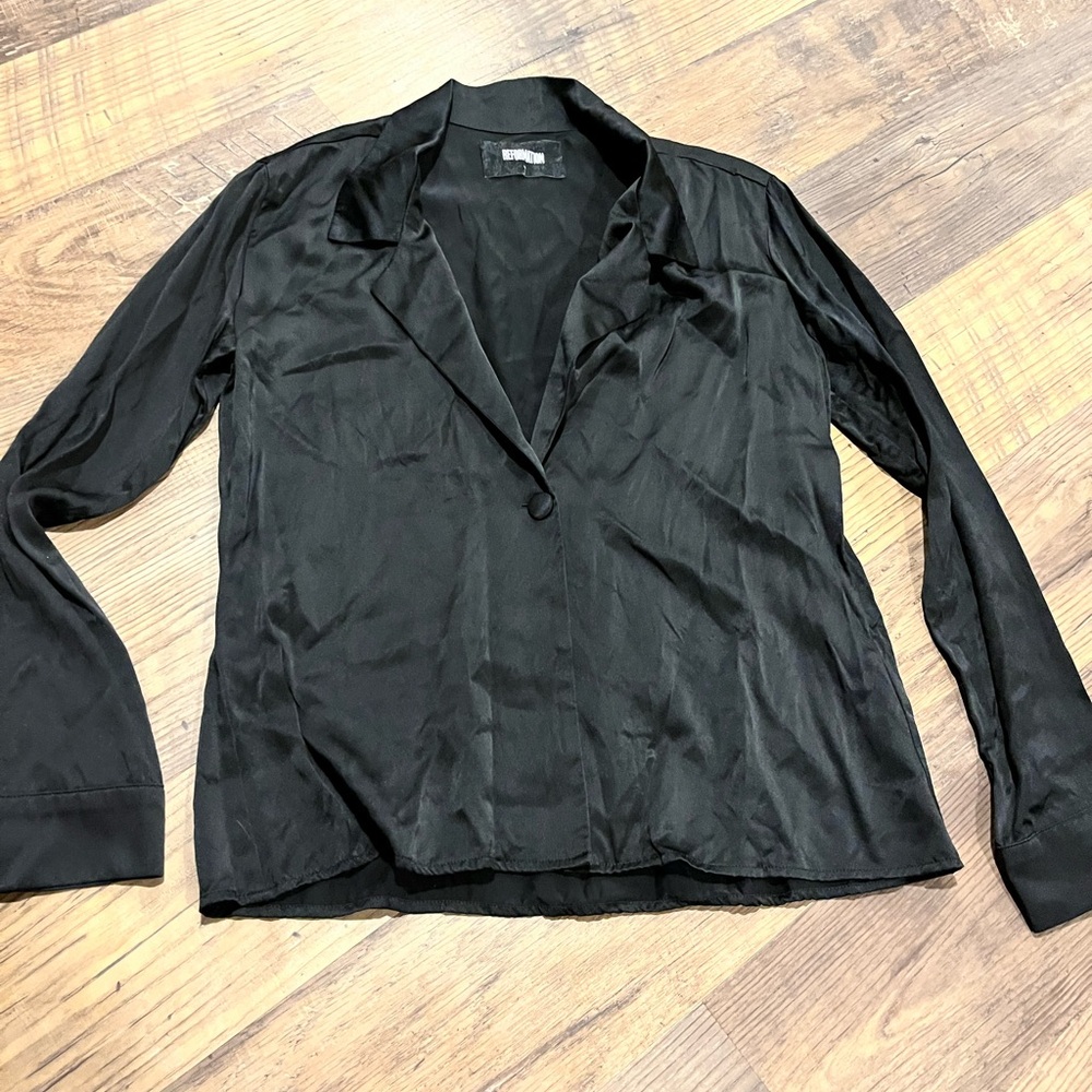 Reformation Black Silk Jacket